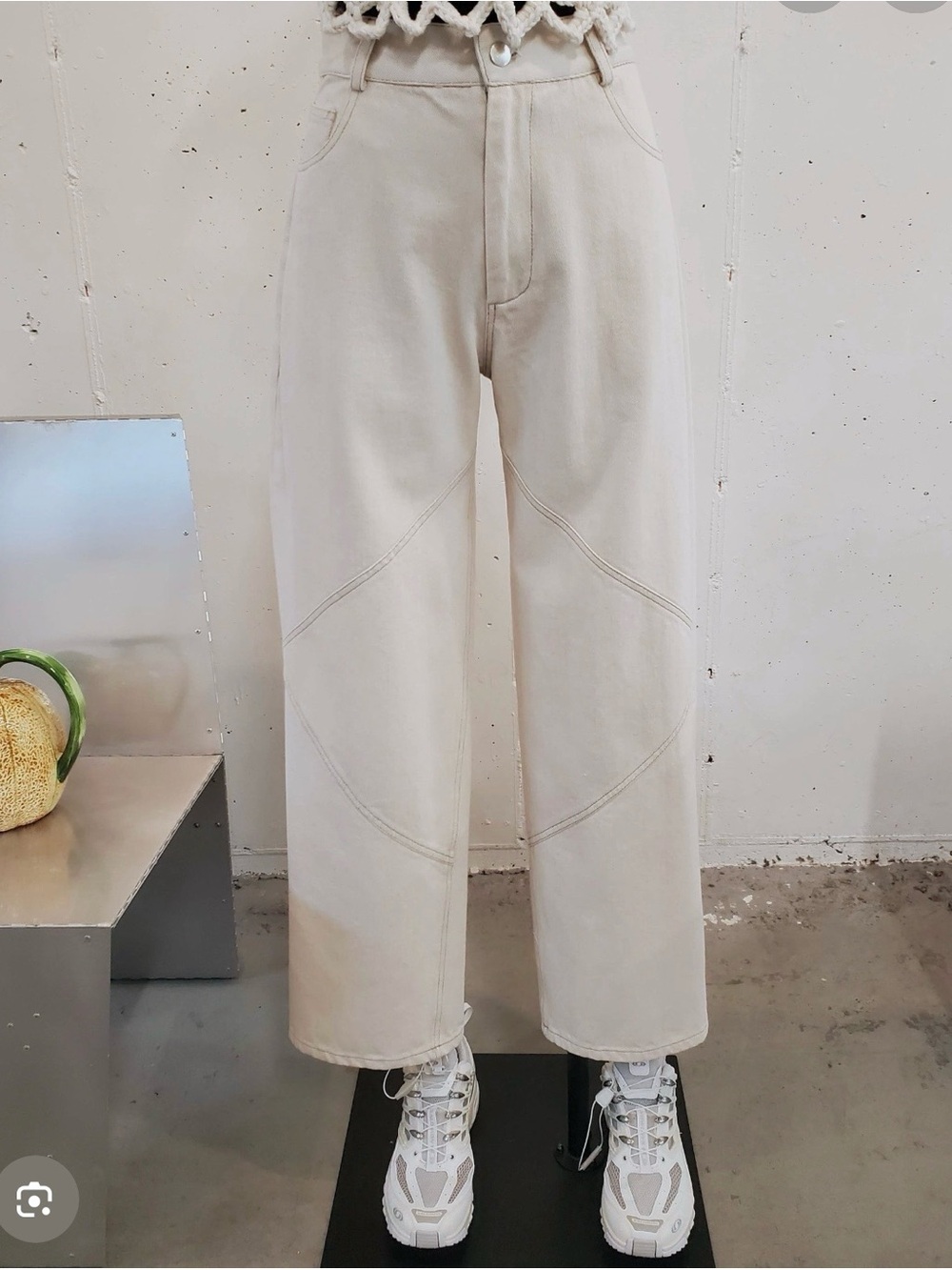Nomia Paneled Wide Leg Jeans - Ecru Size 27